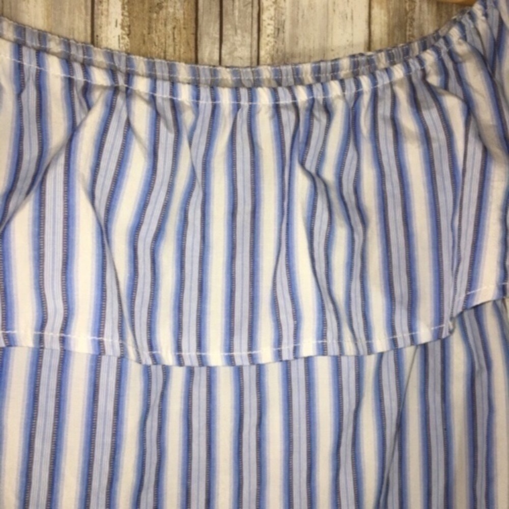 Altar’d State Blue Striped Ice Cream Social Off The Shoulder Blouse - Picture 4 of 5